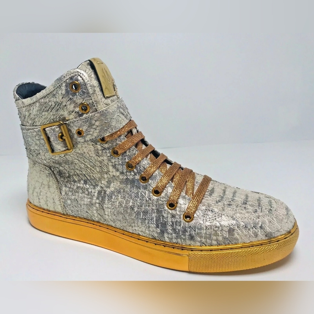 Men's J75 by Jump Sullivan 24K Gold Koi Patent High Top Sneakers